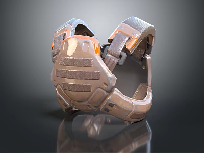 Tactical Protective Gear With Brown Straps And Hardened Shell Structure For Outdoor Use 3d model