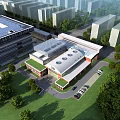 Modern Industrial Factory Complex With Green Landscaping And Parking Facilities Area