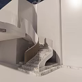 Modern Spiral Staircase Design With White Architecture Stone Steps And Wooden Handrail