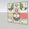 Artistic Partition With Colorful Geometric Patterns Shapes And Decorative Frame 3d model