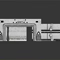 Modern Exit Gate With Metal Structure Automatic Sliding Door And Warning Stripes