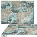 Modern Square Rug With Abstract Teal Brown Beige Artistic Texture Design