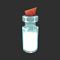 Transparent Glass Sculpture Carving With White Liquid Inside And Red Brush Top Design