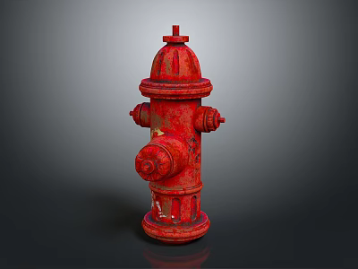 Vintage Red Fire Hydrant with Classic Design in Urban Scene Setting 3d model