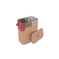 Bamboo Laundry Basket With Darks Lights Divided Sections And Lid For Daily Washing