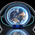 Modern Computer Display System With Global Earth Projection Illuminated Rings And Control Interface 3d model
