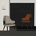 White And Brown Leather Leisure Chairs With Armrests And Modern Metal Legs In Minimalist Design