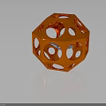 Modern Orange Geometric Decorative Furniture Piece With Hollow Design And Shiny Reflective Surface