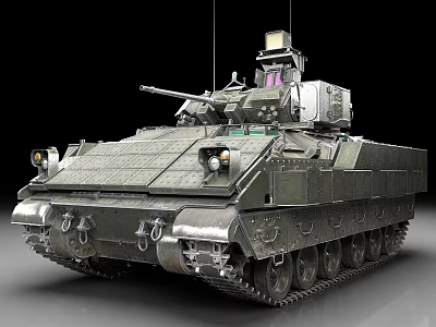 Armored Military Tank With Turret Cannon Tracks And Top Equipment 3d model