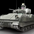 Armored Military Tank With Turret Cannon Tracks And Top Equipment