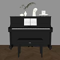 Elegant Piano Room Interior With Black Piano Music Sheets And Decorative Items