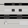 Black White Power Strips With Multiple Outlets Switches Modern Design 3d model