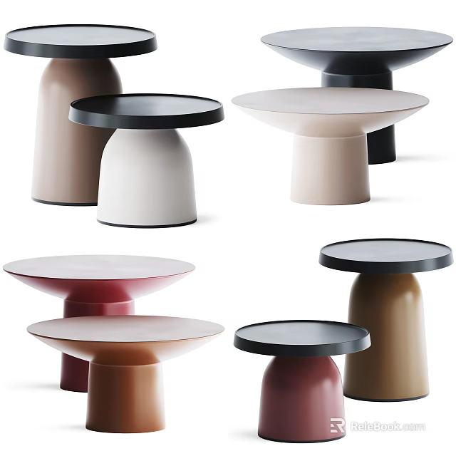 Modern Minimalist Side Tables with Round Tops and Various Colors for Home Decor 3d model 