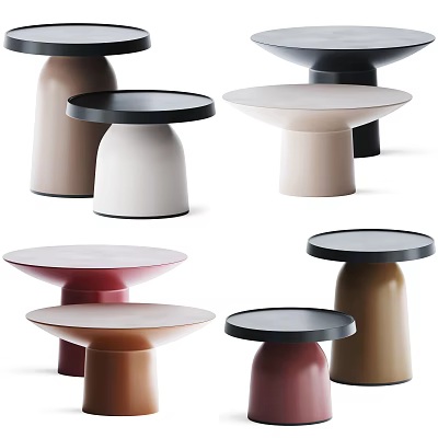 Modern Minimalist Side Tables with Round Tops and Various Colors for Home Decor 3d model