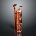 Vintage Copper Industrial Cylinder Device With Valve Pipe And Metal Structure