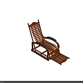 Wooden Outdoor Lounge Chair With Slatted Design Armrests And Footrest