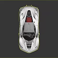 Silver Ferrari Supercar With Sleek Design Rear Spoiler And Red Seats