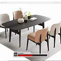 Dining table and chair 3d model