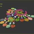 Ornate Traditional Clothing Accessories With Golden Design Pearls And Red Green Gemstones