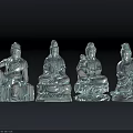 Traditional Sculpture Carving Of Four Seated Figures With Different Poses And Intricate Details