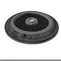 Round Industrial Component Featuring Gray Outer Ring Black Hexagonal Panel And Silver Hub 3d model
