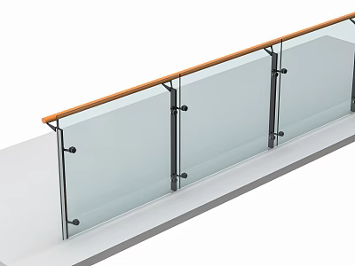 Modern Glass Balcony Railing Design With Metal Frame And Transparent Glass Panel 3d model