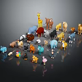 Diverse Colorful Animal Figurines With Various Species And Reflective Surface