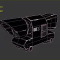 Industrial Black Metal Mechanical Device With Wheeled Base And Front Lens