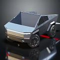 Futuristic Concept Vehicle With Silver Gray Angular Design And Red Accent Lights 3d model