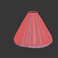 Flared Pleated Skirt With Pink And Green Stripes And Pink Hem Design