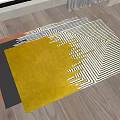 Colorful Square Rugs Featuring Yellow Gray Brown Geometric Patterns And Stripes 3d model