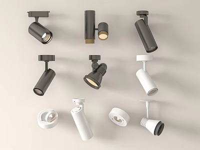 Various Black And White Downlights And Spotlights For Indoor Lighting Fixtures 3d model