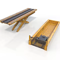 Yellow Wooden Train Track Components And Carriage Base With Black Parts