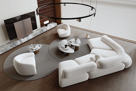 Sofa coffee table combination 3d model