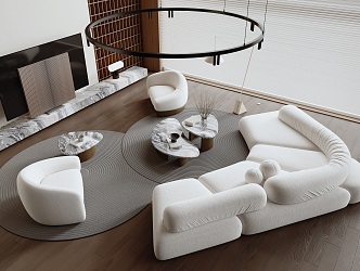 Sofa coffee table combination 3d model