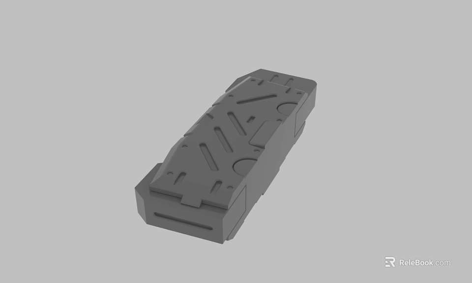 Gray Industrial 3D Model With Rectangular Shape And Intricate Geometric Patterns 3d model 