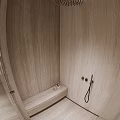 Modern Wood Accented Bathroom With Freestanding Bathtub Toilet Glass Shower