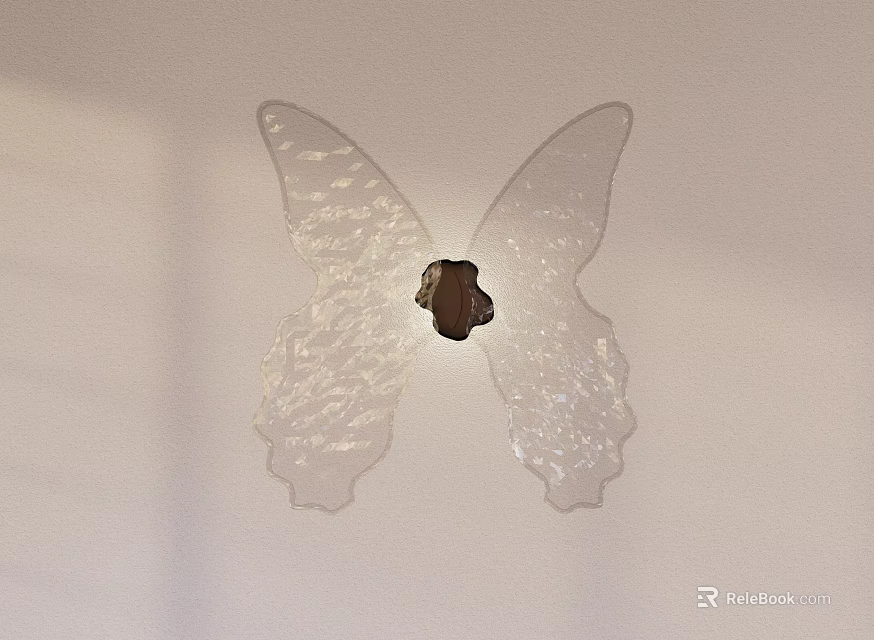 Transparent Butterfly Shaped Decorative Wall Ornament With Brown Center Detail 3d model 