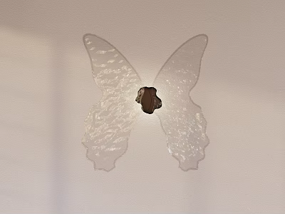 Transparent Butterfly Shaped Decorative Wall Ornament With Brown Center Detail 3d model