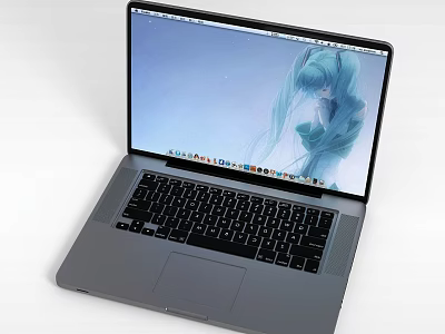 Tech Exhibition Hall Modern Laptop Display With Digital Screen Interface 3d model