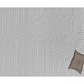 Modern White Square Rug With Wavy Lines Pattern And Small Pillow On Gray Floor