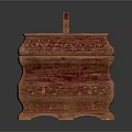 Wooden Storage Box With Intricate Carved Patterns And Top Handle For Home Organizing