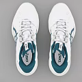 ASICS White High Top Basketball Shoes With Blue Accent And Comfortable Design