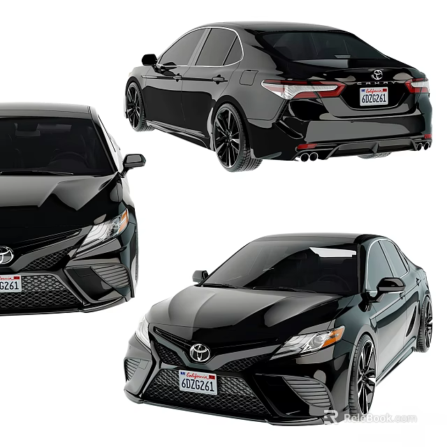 Black Toyota Car Modern Exterior Design Displayed From Multiple Angles 3d model