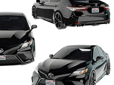 Black Toyota Car Modern Exterior Design Displayed From Multiple Angles 3d model