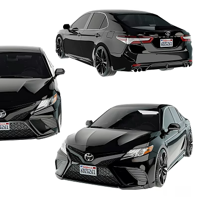 Black Toyota Car Modern Exterior Design Displayed From Multiple Angles 3d model