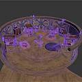 Circular Building Interior With Wooden Floor Decorative Patterned Walls And Furniture Rugs