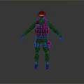 Game Movie Tactical Character Wearing Blue Uniform Helmet Goggles And Vest