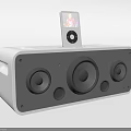 White Home Audio Speaker System With iPod Device And Music Display Screen 3d model