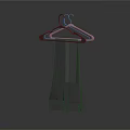 Simple Plastic Hanger Holding Gray Pants And Folded Cloth On Gray Background 3d model